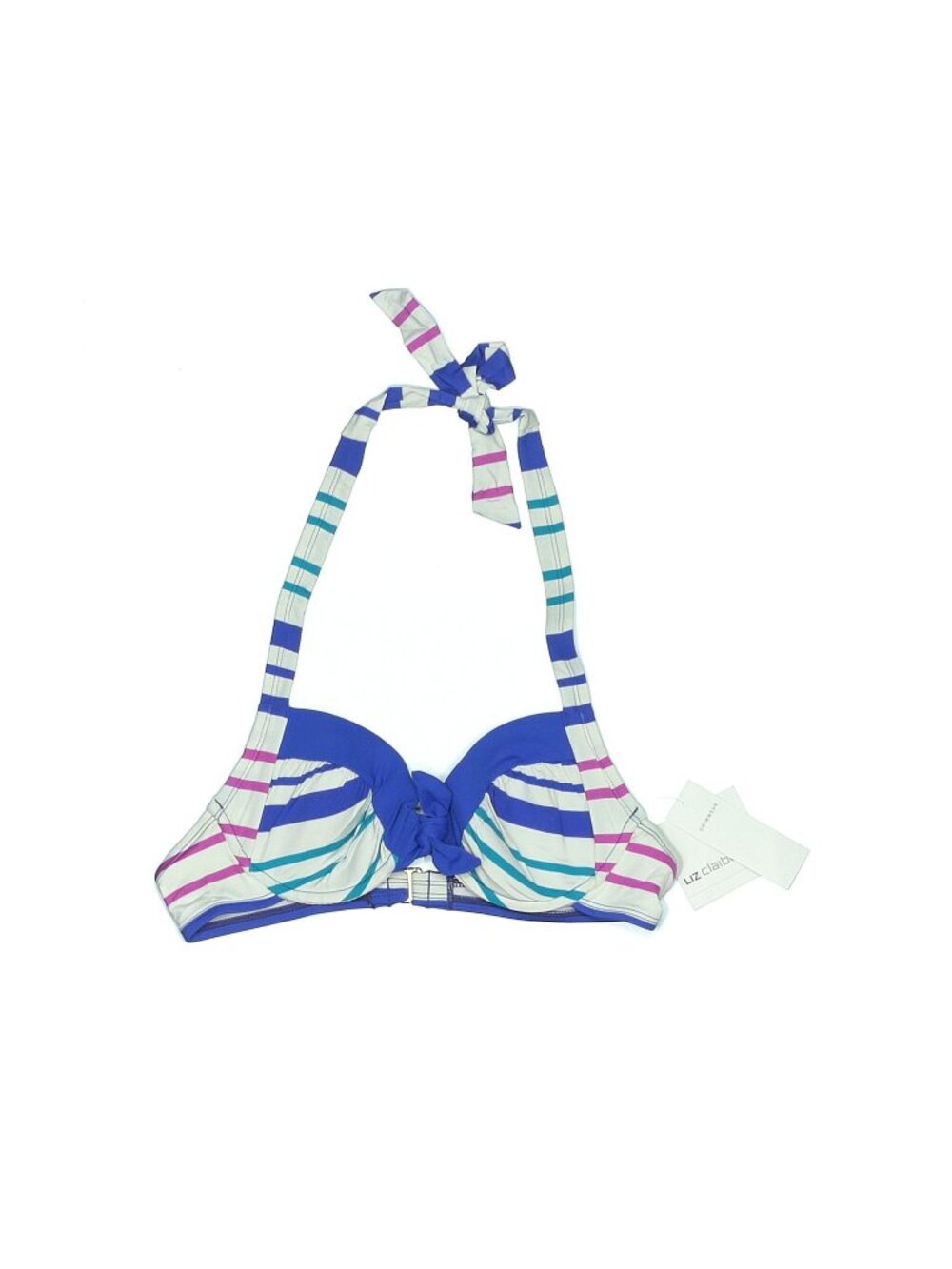 Liz Claiborne White Blue and Fuchsia Swimwear Top Size 8